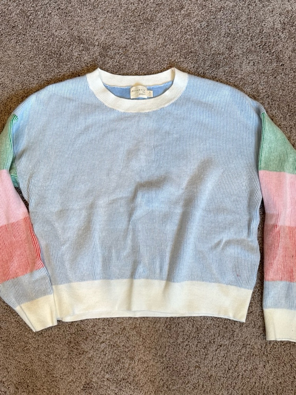Pastel Colorblock Knit Sweater - Light Blue, Pink & Mint